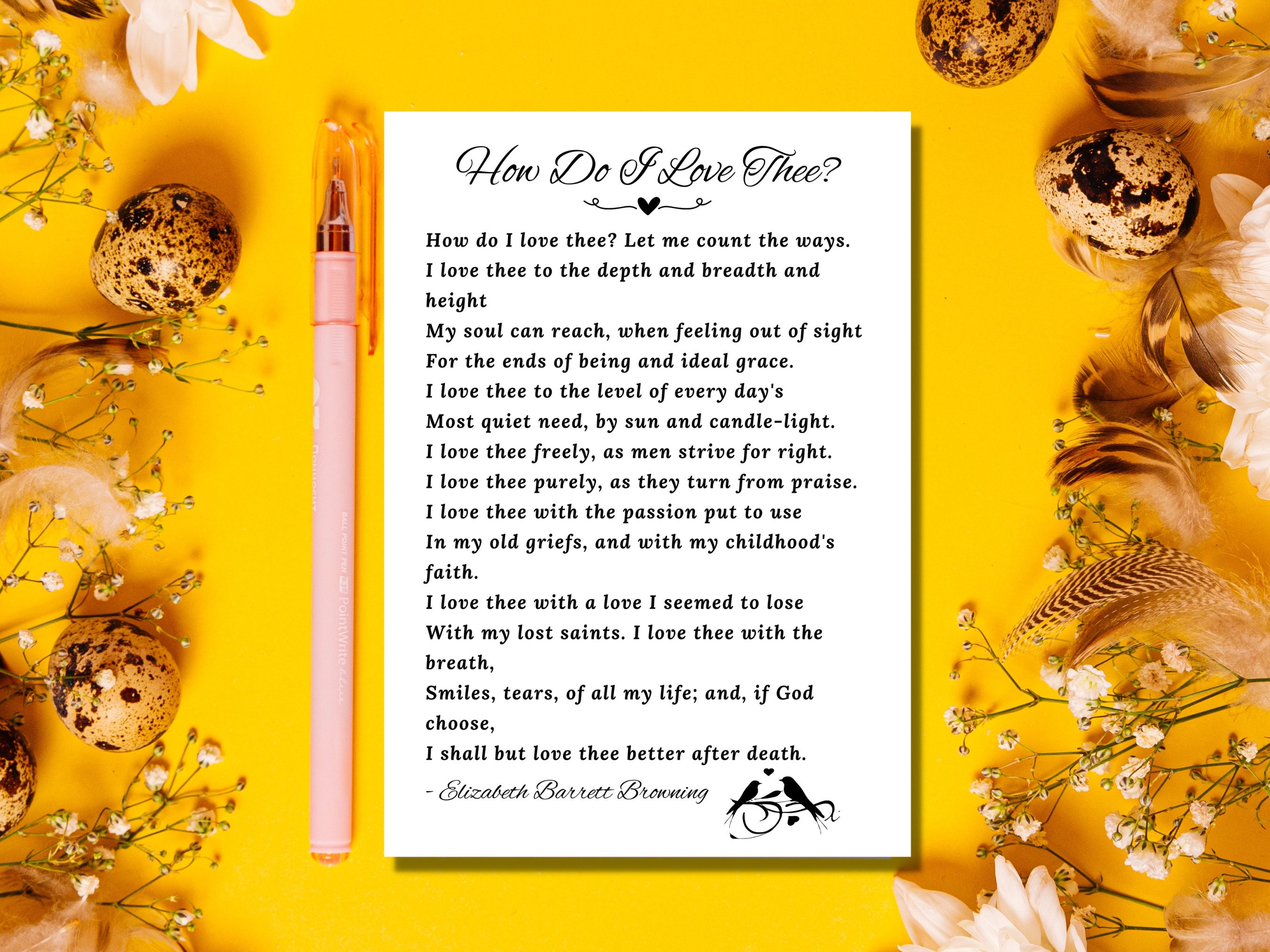 How Do I Love Thee Love Poem, Printable Love Poem, Elizabeth Barrett ...