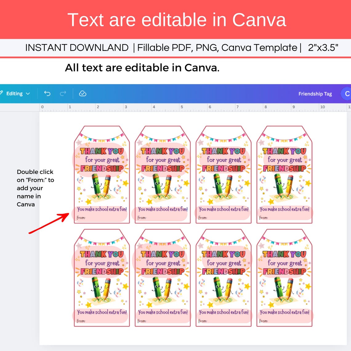 End of School Year Classmate Tags Printable, Editable Last Day of ...