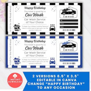 Car Wash Coupon, Editable Car Detailing Voucher Gift Certificate, Printable Car Wash Ticket, Car Guy Gift, Car Lovers Boyfriend Husband Gift