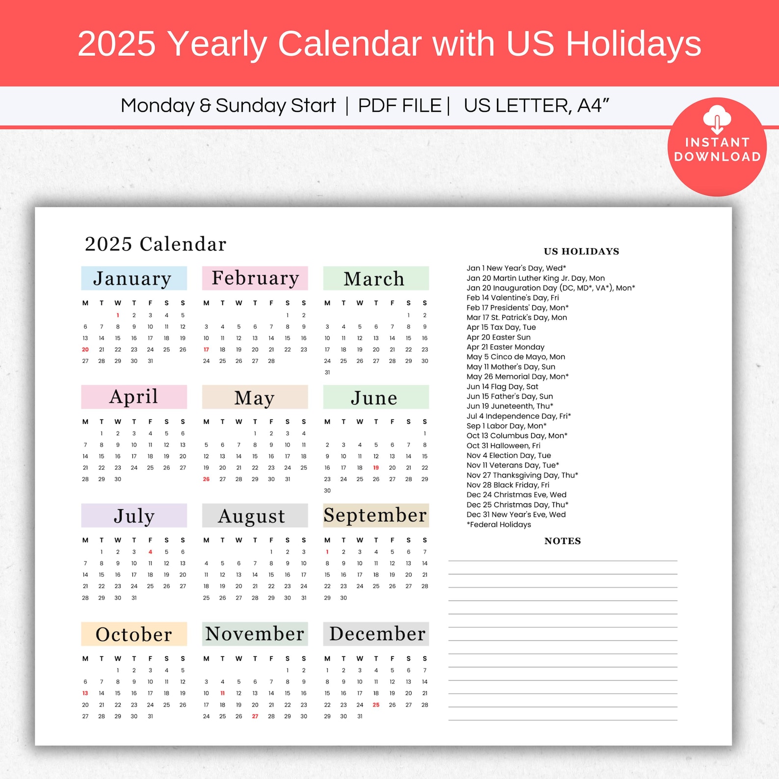 2025 PRINTABLE CALENDAR ONE PAGE WITH HOLIDAYS PRINTABLE FREE PDF visual data 2