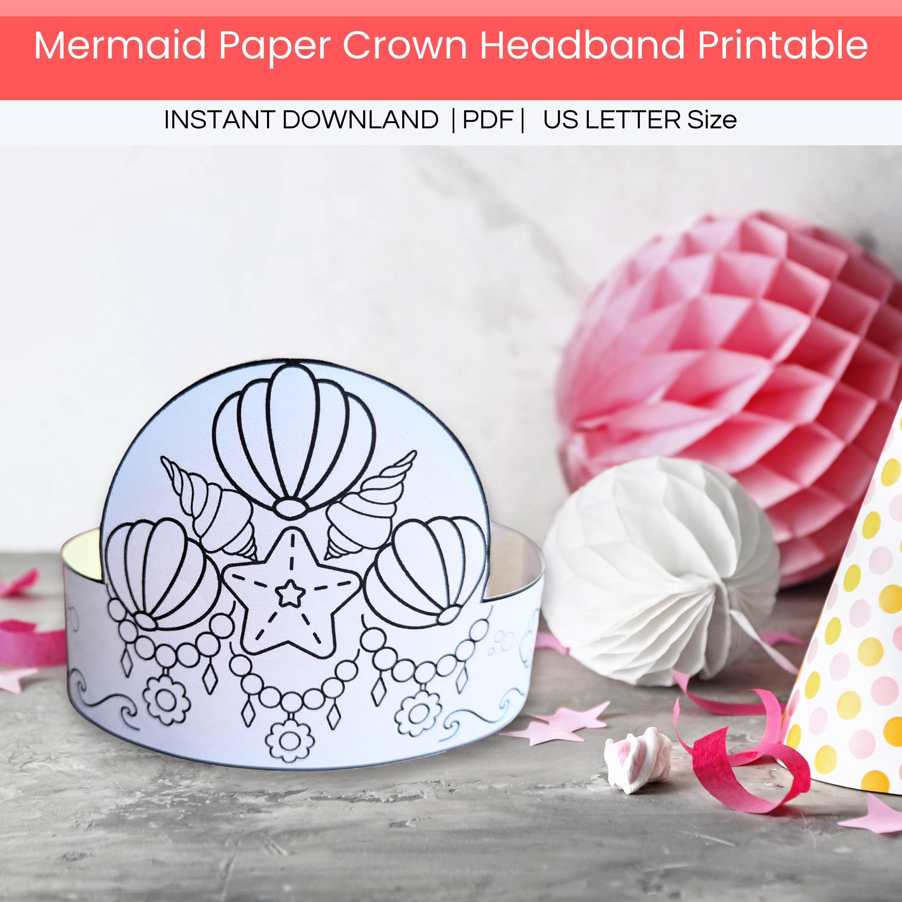 Qyeahkj 36PCS Mermaid Party Paper Hats Kids Mermaid Birthday Crowns Under The Sea Party Headbands For Girls, Sea Ocean Colorful Mermaid Theme Decorations Favor Supplies, 9 Styles