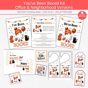 You&#39;ve Been Booed Printable Halloween Bundle, You&#39;ve Been Booed Kit, Boo Basket Tags & Door Sign For Office and Neighbor, Gift Exchange Game