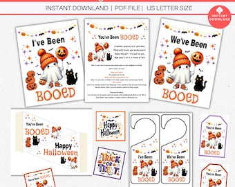 You've Been Booed Printable Halloween Bundle, You've Been Booed Kit, Boo Korb Tags & Türschild Für Büro und Nachbarn, Geschenkebörse