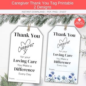 Étiquette-cadeau d'appréciation du soignant à imprimer, mot de remerciement pour le soignant, étiquette de panier-cadeau des fêtes, étiquette d'appréciation pour les soins à domicile, étiquettes de gratitude