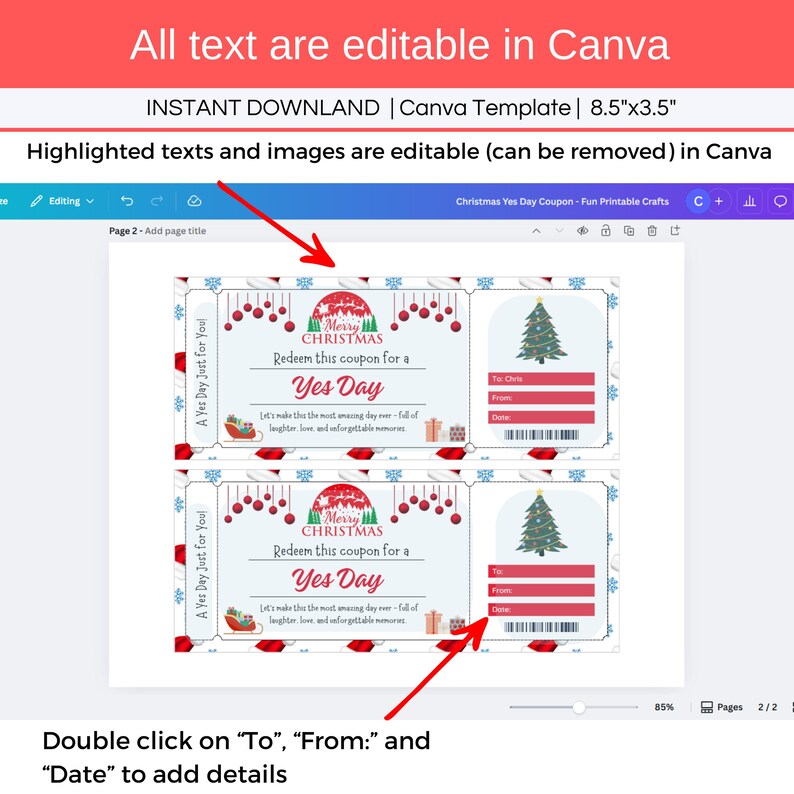 Christmas Yes Day Ticket Printable Editable Kid Merry Christmas Fun Christmas Yes Day Ticket Printable Editable Kid Merry Christmas Fun