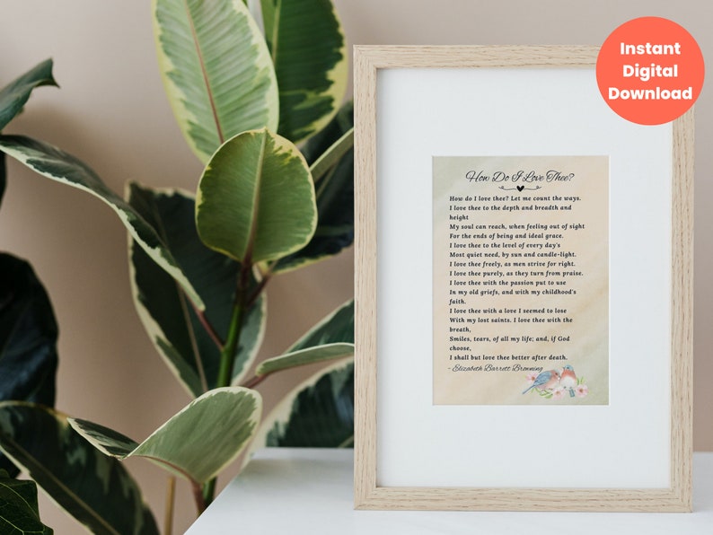 How Do I Love Thee Love Poem, Printable Love Poem, Elizabeth Barrett ...