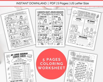 Judge Deborah Worksheets For Kids Printable, Christian Bible Study Lesson Prayer Coloring Page, Sunday School Homeschool Church Vbs Activity