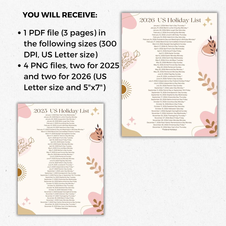2025 Holiday List, 2026 Holiday List Printable, US Federal Holidays ...