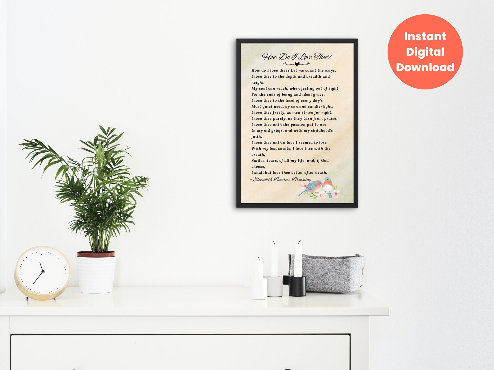 How Do I Love Thee Love Poem, Printable Love Poem, Elizabeth Barrett