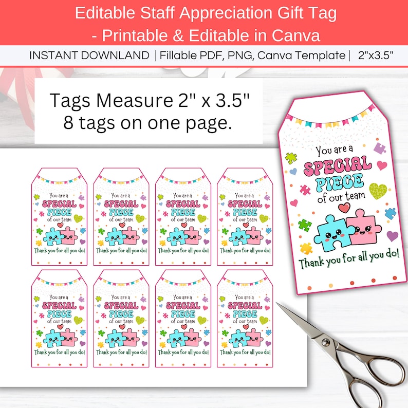 Employee Appreciation Tag Editable, Team Staff Recognition Thank You ...