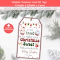 A Little Treat to Make Christmas Sweet, Editable Christmas Treat Tag, Gift Tags for Teacher, Student, Class, Friend, Coworker, Thank You Tag