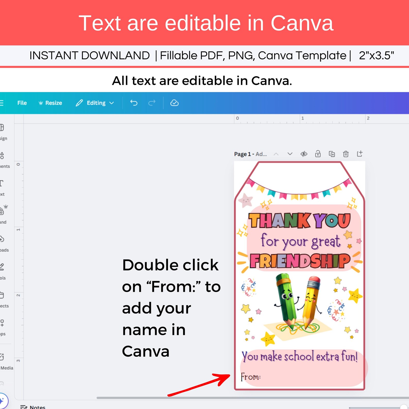 End of School Year Classmate Tags Printable, Editable Last Day of ...