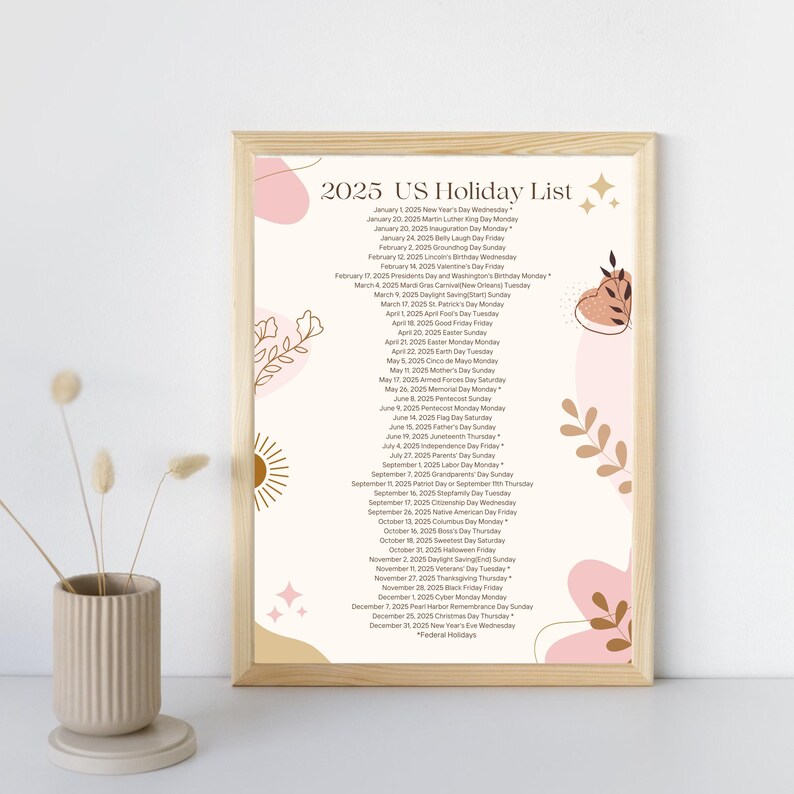 2025 Holiday List, 2026 Holiday List Printable, US Federal Holidays ...