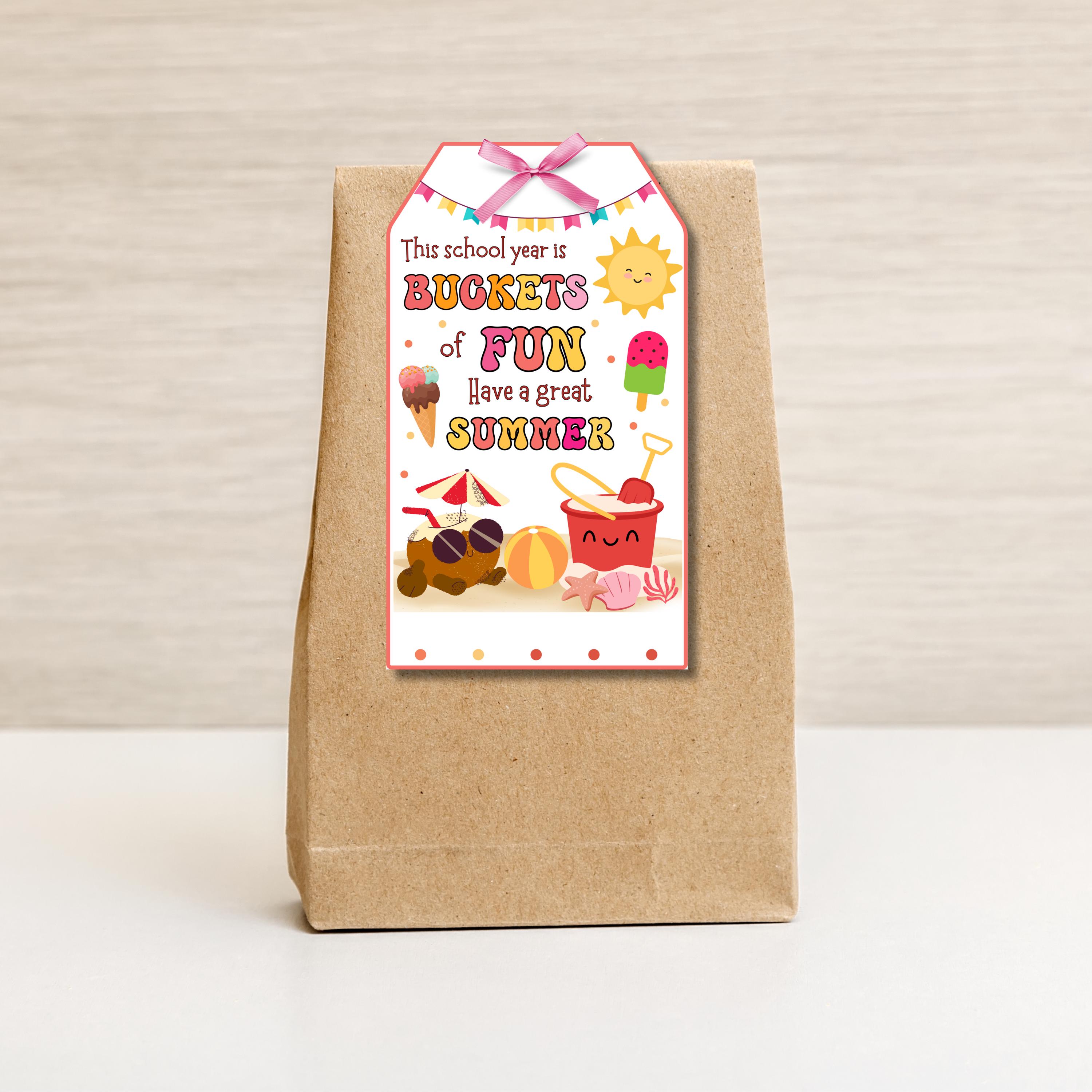 End of Year Gift Tag for Sand Bucket of Fun Printable, Editable Summer ...
