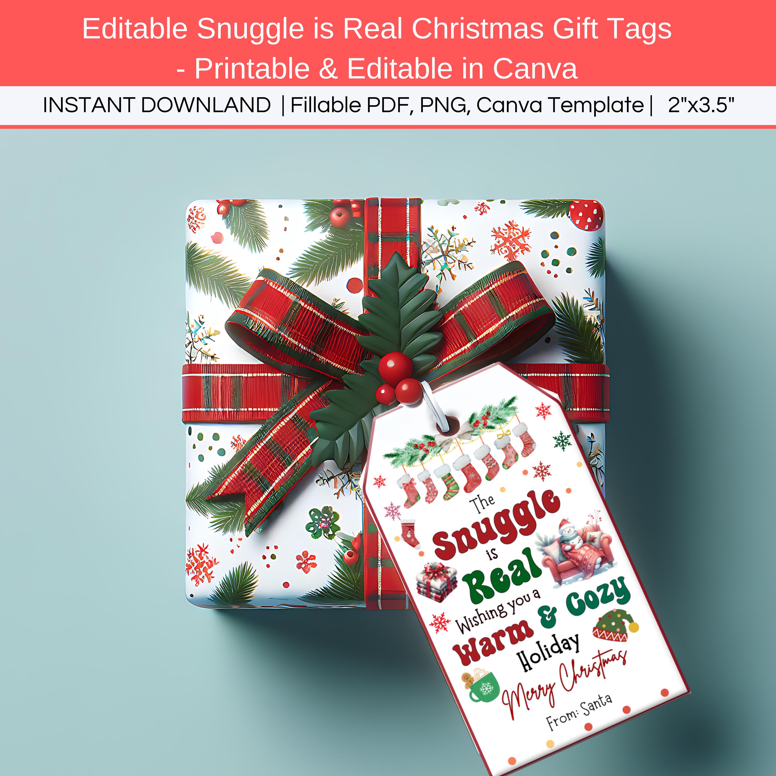 The Snuggle is Real Christmas Blanket Gift Tag Printable Editable ...