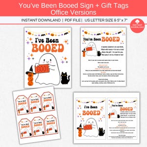 You&#39;ve Been Booed For Office & Coworker Sign, You&#39;ve Been Booed Halloween Sign, Boo Basket Tags Printable, Gift Exchange Game, Office Games