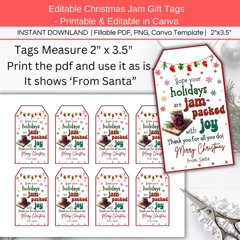 Homemade Jam Gift Basket Tag Printable, Editable Christmas Thank You Jam Gift Tag, Fruit ...