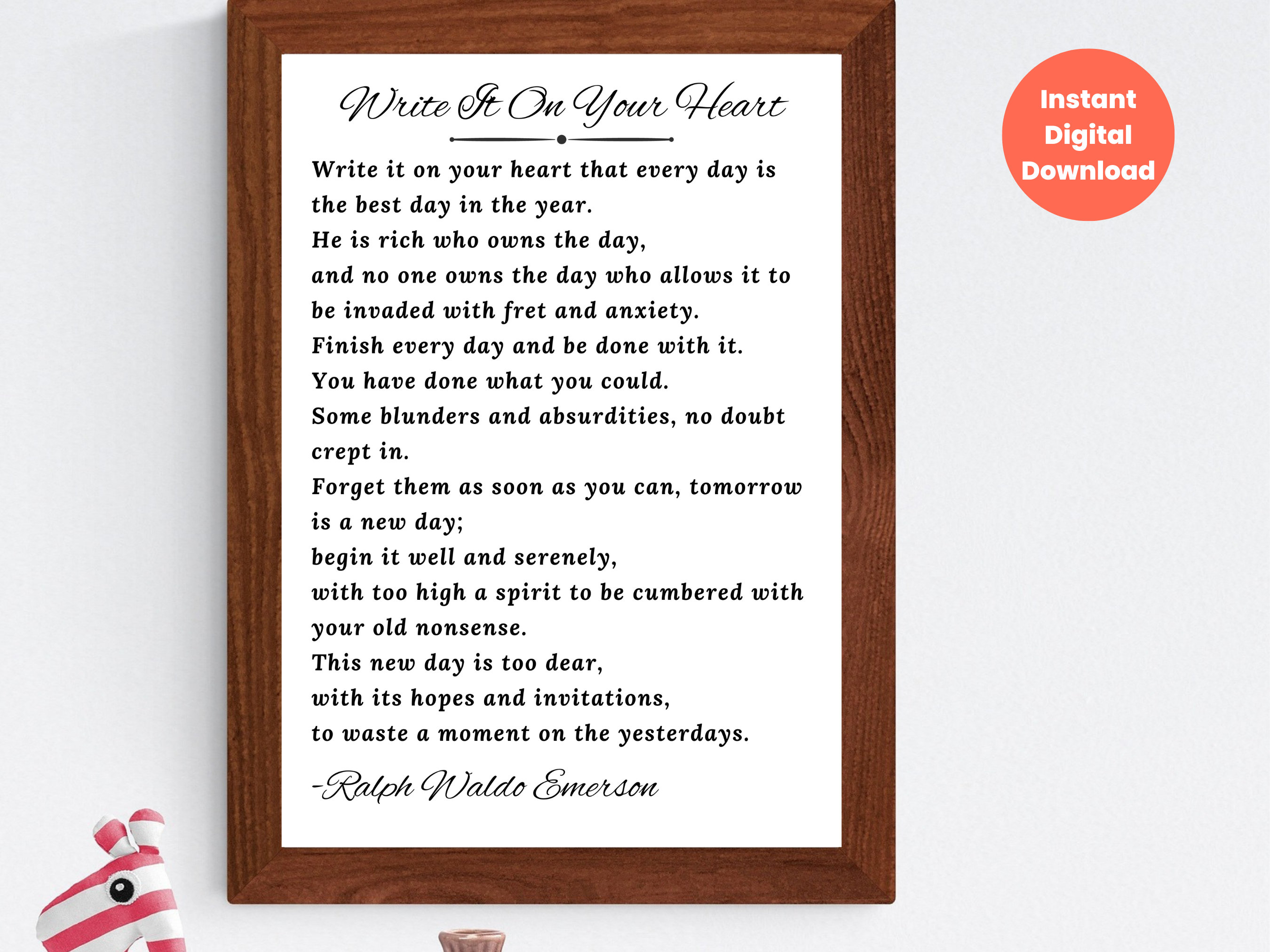 Write It on Your Heart Printable Poem Wall Art, Ralph Waldo Emerson ...