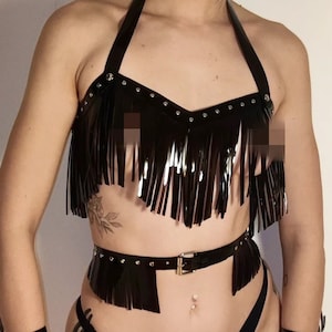 Cowboy/Cowgirl PVC Fringed Harness Bra