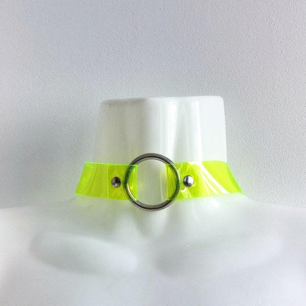 Neon Gelb Blacklight O-Ring Choker mit Schnalle