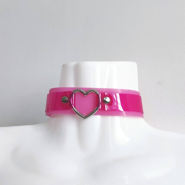Pink PVC Heart Choker Collar