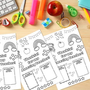 Personalized Teacher Gift - Printable Coloring Sheet for Appreciation, Year-end Class Gift, Fill-in-the-Blank