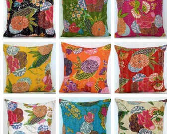 Handmade Decorative Pillow Cover, Kantha Cushion Cover, All Size 16x16 To 24x24 Pillow Cover, Bohemian Hippie Pillow Cover Throw Pillows,