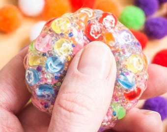 Cosmic Garden Crunchies, Pallina antistress in silicone fatta a mano, Figet sensoriale, Sollievo dall'ansia, Pallina antistress con perline, Sollievo dallo stress, Impastare
