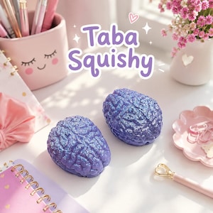 Handgemachte Taba Squishy mit Duft, kleine Gehirne im 2er Set, Bubblegum, Marshmallow, Stressball, Jelly, Fidget, Stressabbau, Halloween