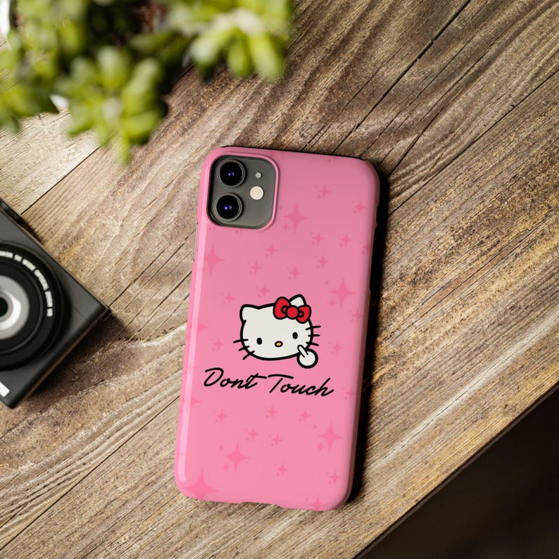 Hello Kitty Dont Touch Slim Phone Case | Pink Sparkle image 4
