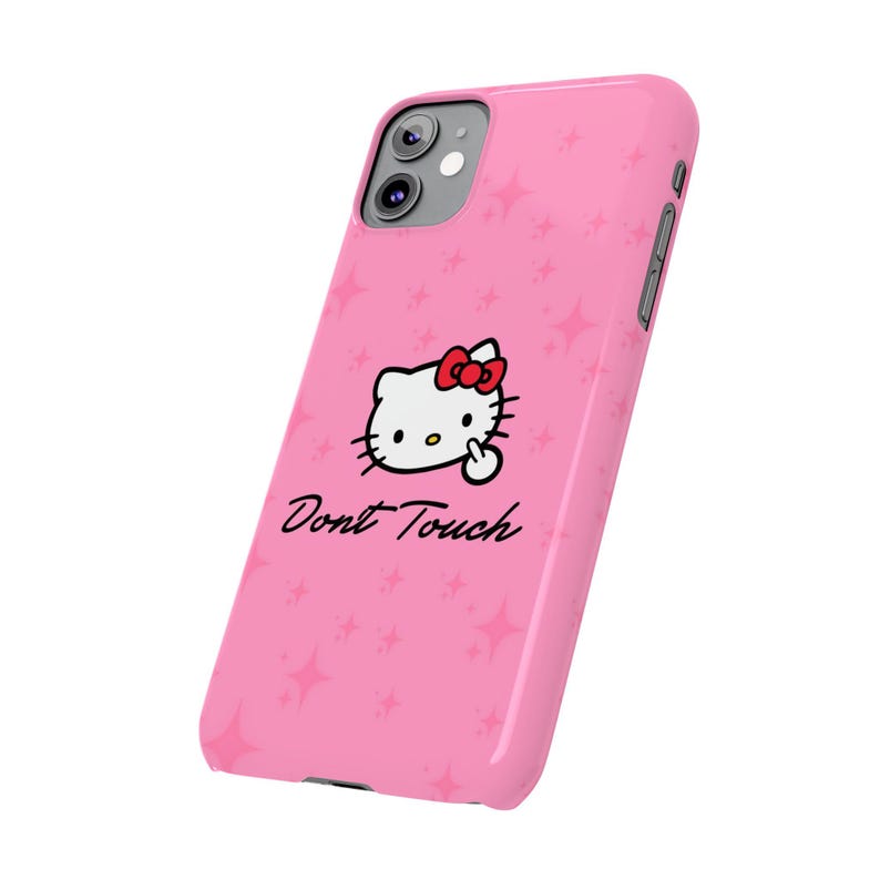 Hello Kitty Dont Touch Slim Phone Case | Pink Sparkle image 3