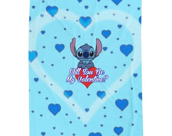 Stitch “Will You Be My Valentine?” Blanket | Velveteen Plush