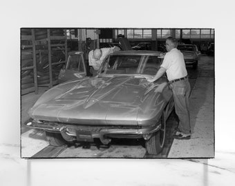 Rare Vintage Photograph of St. Louis Corvette Plant from 1956-1963, Vintage Car Memorabilia, Corvette Collectors Photo, Antique Sports Car