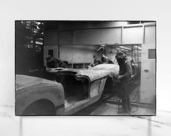 Old School Rare Corvette Photo, St. Louis Corvette Plant from 1956-1963 Photography, B&W Corvette Wall Art Print, Nostalgic Auto Photograph