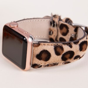 Leopard Furry Leather Apple Watch Band, 38mm 40mm 41mm 42mm 44mm 45mm 46mm 49mm women Watch Strap 10 9 8 7 6 5 4 ULTRA & SE, Charge 5/6 Band