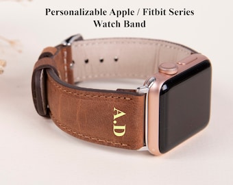 Personalized Leather Apple Watch Band, Fitbit Strap