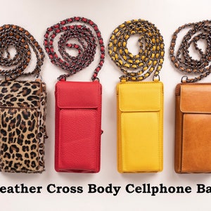 Leren mobiele telefoontas, crossbody telefoontas, gepersonaliseerde kaarthouder portemonnee telefoontas, beste cadeau crossbodytas, mobiele telefoontas op maat