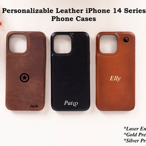 Gepersonaliseerde lederen iPhone 14-serie telefoonhoesje, iPhone 14/Plus/Pro/ProMax volledig beschermende achterkant, beste cadeau iPhone 14 ProMax hoesje