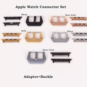 Apple Watch Band Connector Set 38mm 40mm 41mm 42mm 44mm 45mm for  8 7 6 5 4 3 2 1 & SE, Stainless Steel Apple Watch Adapter/Buckle Set