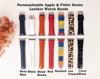 Personalized Leather Apple Watch Band, Fitbit, Custom Engraved