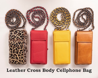 Leather Cellphone Bag, Cross Body Phone Bag, Personalized Card Holder Wallet Phone Bag, Best Gift Crossbody Bag, Customized Cellphone Bag