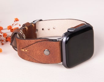 Leather Apple Watch Band, 38mm 40mm 41mm 42mm 44mm 45mm women/men iWatch Bracelet 8 7 6 5 4 3 2 1 & SE, Unique Apple Watch Armband