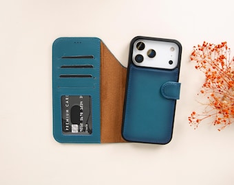 Personalized Leather iPhone 17 Series Phone Case, iPhone 17/17 Air/17 Pro/17 ProMax Wallet Case, iPhone 17 Pro Max Detachable Phone Case