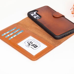 Capa de carteira magnética removível personalizada de couro Samsung S25/S24/S23/S22 Series, capa para celular Galaxy S25/Plus/Ultra, capa S23/Plus/Ultra