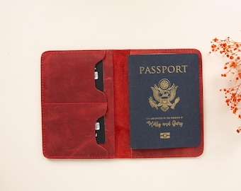 Funda de cuero personalizada para pasaporte, billetera de cuero para pasaporte, funda y soporte para pasaporte personalizado para viajes, billetera de viaje