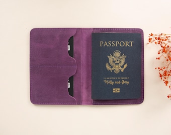 Funda de cuero personalizada para pasaporte, billetera de cuero para pasaporte, funda y soporte para pasaporte personalizado para viajes, billetera de viaje