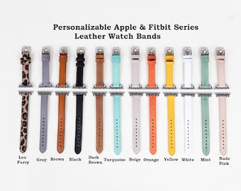 Personalisierbarer Apple-Uhrenarmband aus Leder, Fitbit-Serie