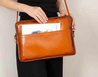Leather Laptop Bag, Shoulder Laptop Bag, Messenger Bag, 14" & 16" Laptop Bag, Leather Office Bag, Briefcase, Macbook Bag, Mens Laptop Bag