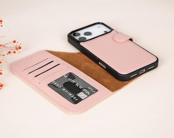 Personalized Leather iPhone 17 Series Phone Case, iPhone 17/17 Air/17 Pro/17 ProMax Wallet Case, iPhone 17 Pro Max Detachable Phone Case