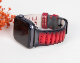 Einzigartiges Lederarmband für Apple Uhren, Fitbit Band, handgemachtes Armband